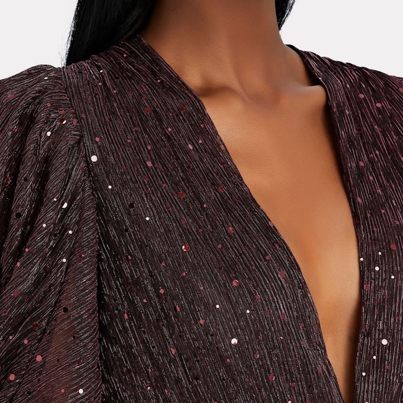 NWT SABINA MUSAYEV Bruno Sequined Lurex Peplum Top - Picture 3 of 13